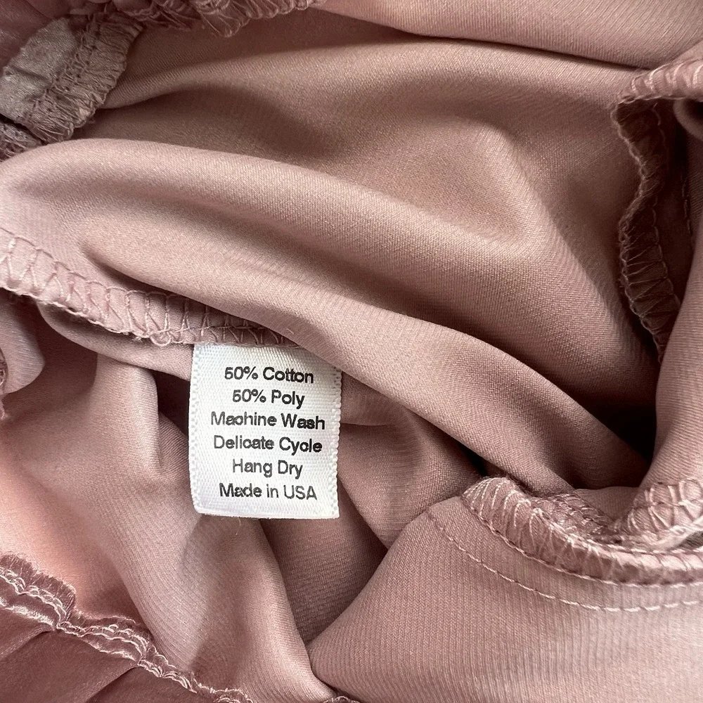 Women's Pink Satin Jogger Pants - Silky Lounge Trousers - Size S Boho Hippie - Picture 6 of 6